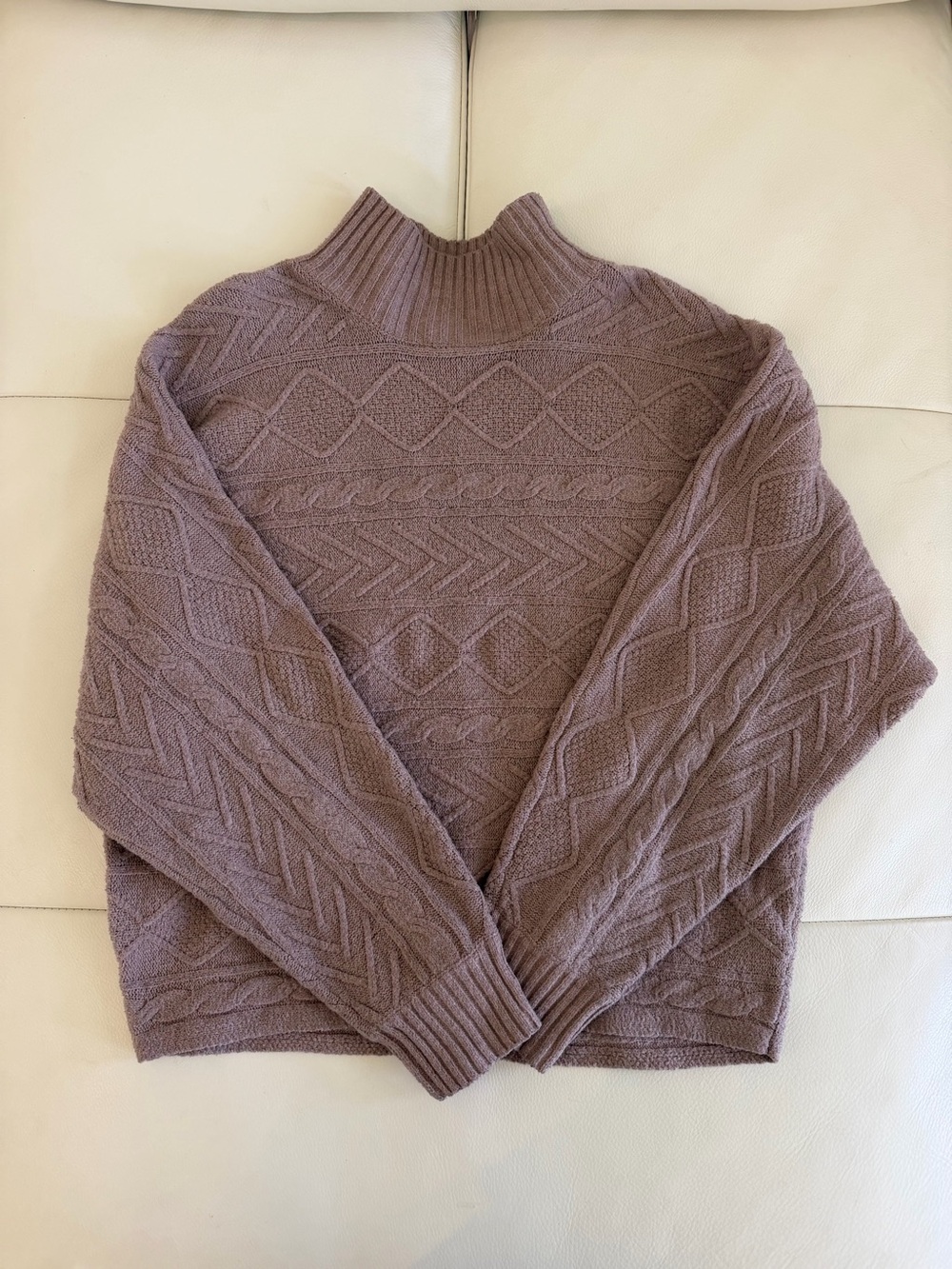 Olive & Oak Mauve Cable Mock Neck Sweater